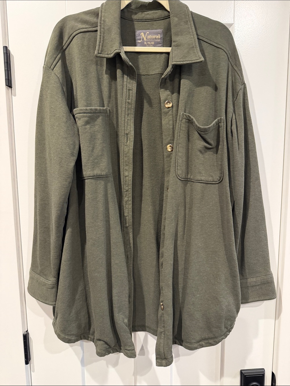 Natural Reflections Olive Green Button-Up Shirt Jacket